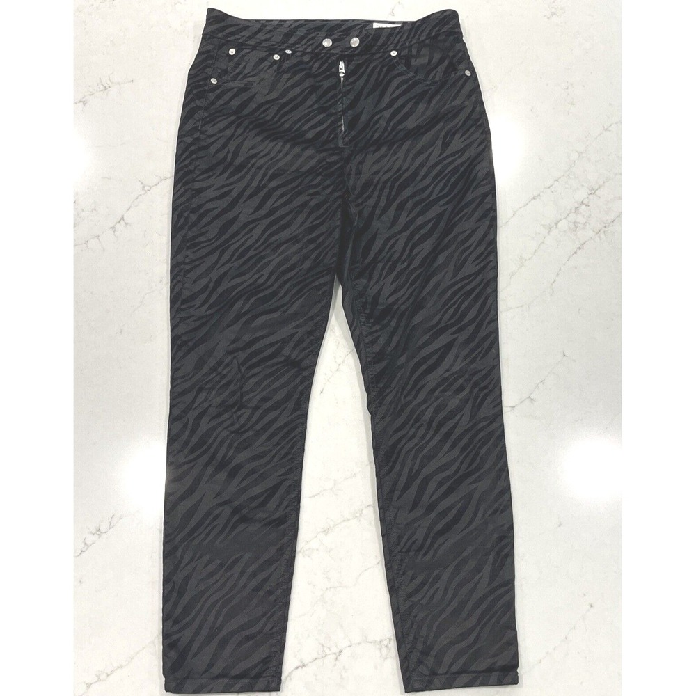 Rag & Bone Womens Sz 31 Nina Zebra Print Ankle Pants Jeans Black Velvet Slim Fit